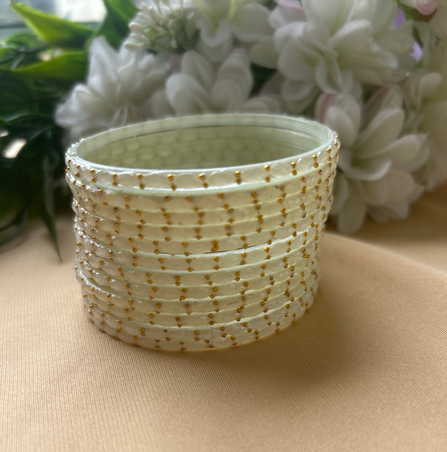 Premium raindrop bangles - White