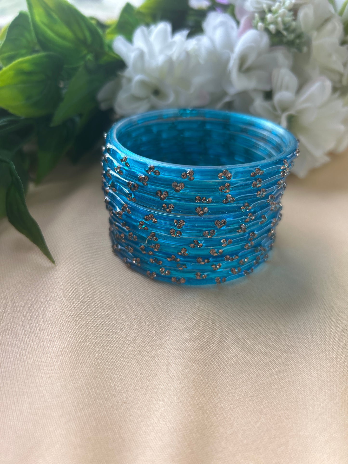 Premium jansi stone Glass bangles - Violet