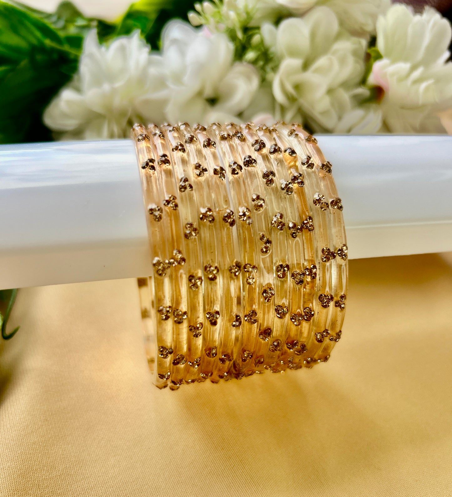 Premium heart shaped glass bangles 6 colour set