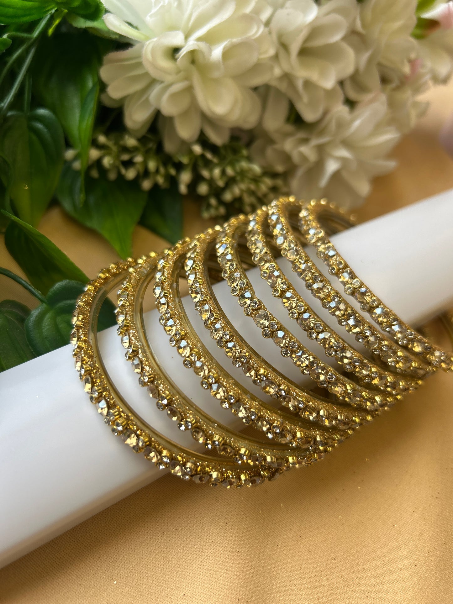 Premium Designer Mirror Bangles - Gold