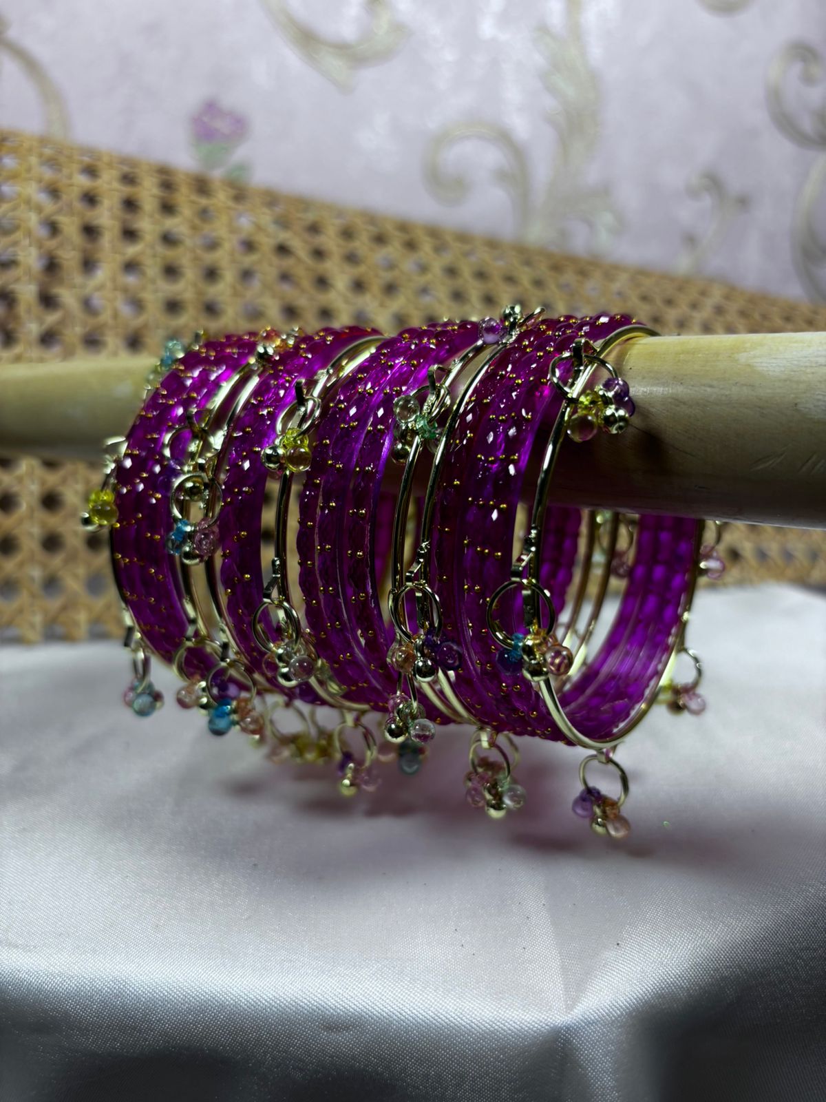 Premium kashmiri raindrop bangles - Rani Pink