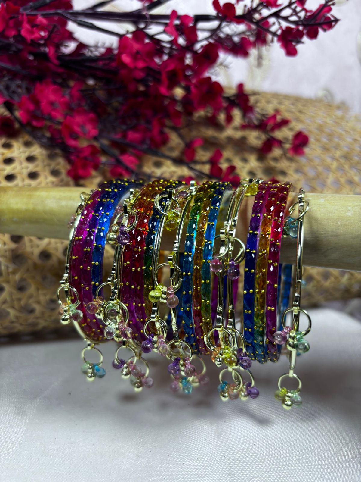 Premium kashmiri raindrop bangles - Rainbow