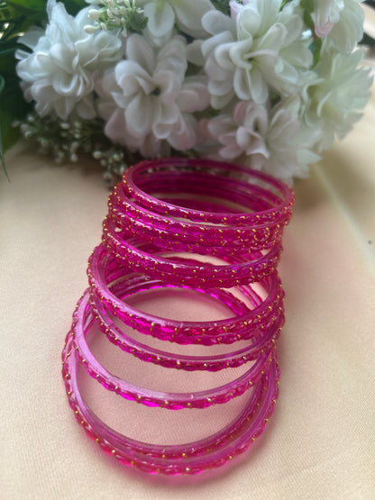 Premium raindrop bangles -Rani Pink