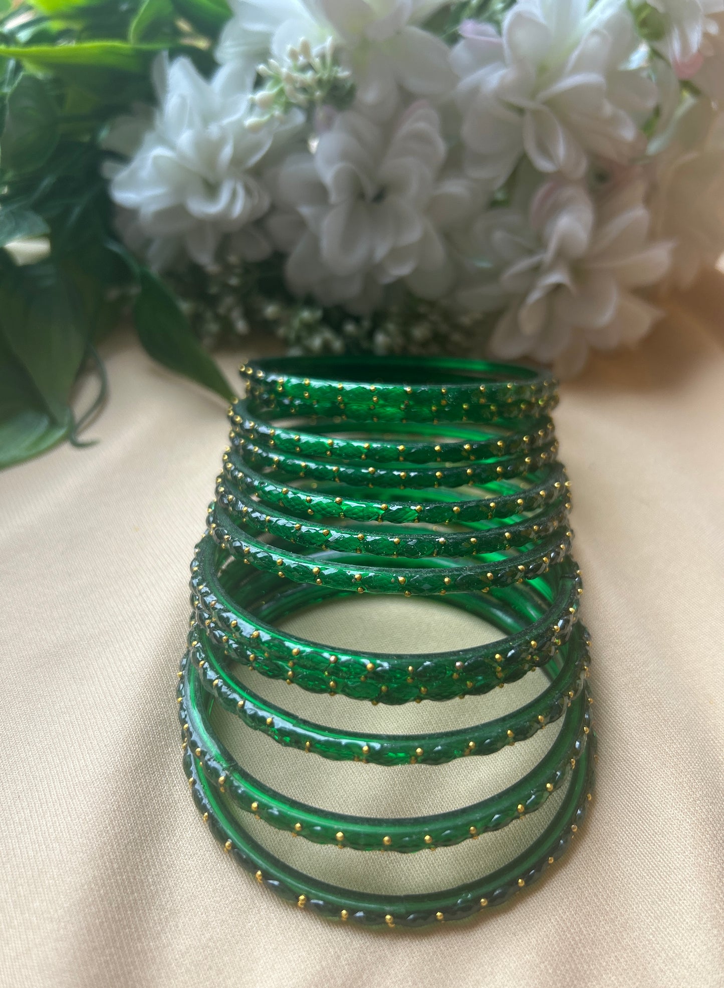 Premium raindrop bangles - Green