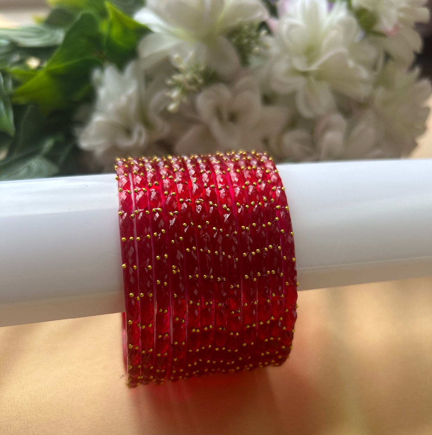 Premium raindrop bangles - Red