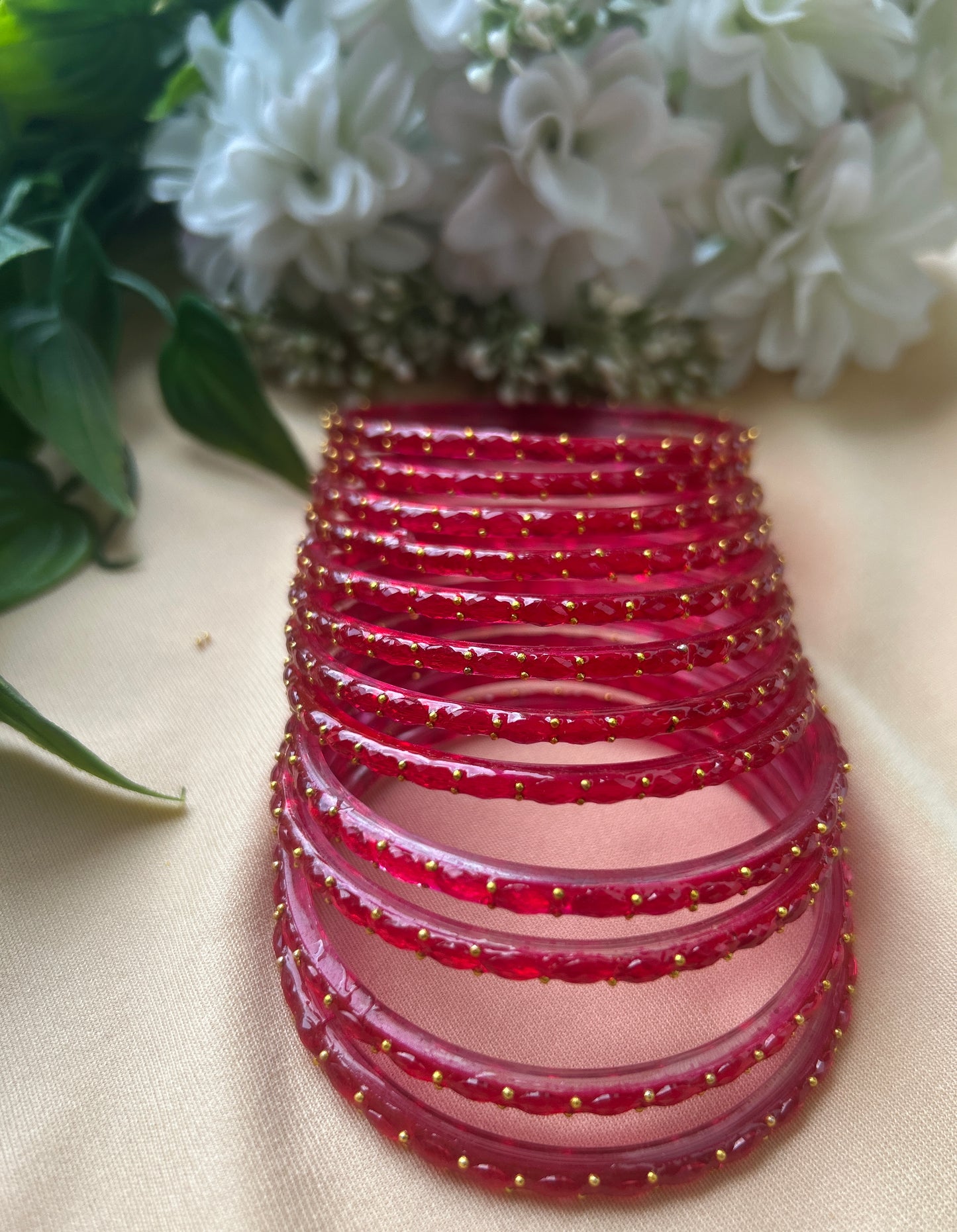Premium raindrop bangles - Red
