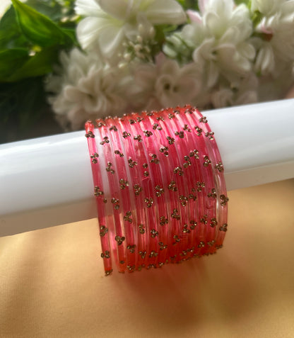 Premium jansi stone Glass bangles - Pink