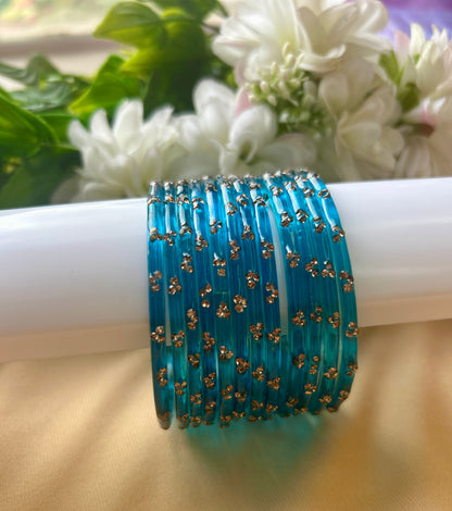 Premium jansi stone Glass bangles - Violet