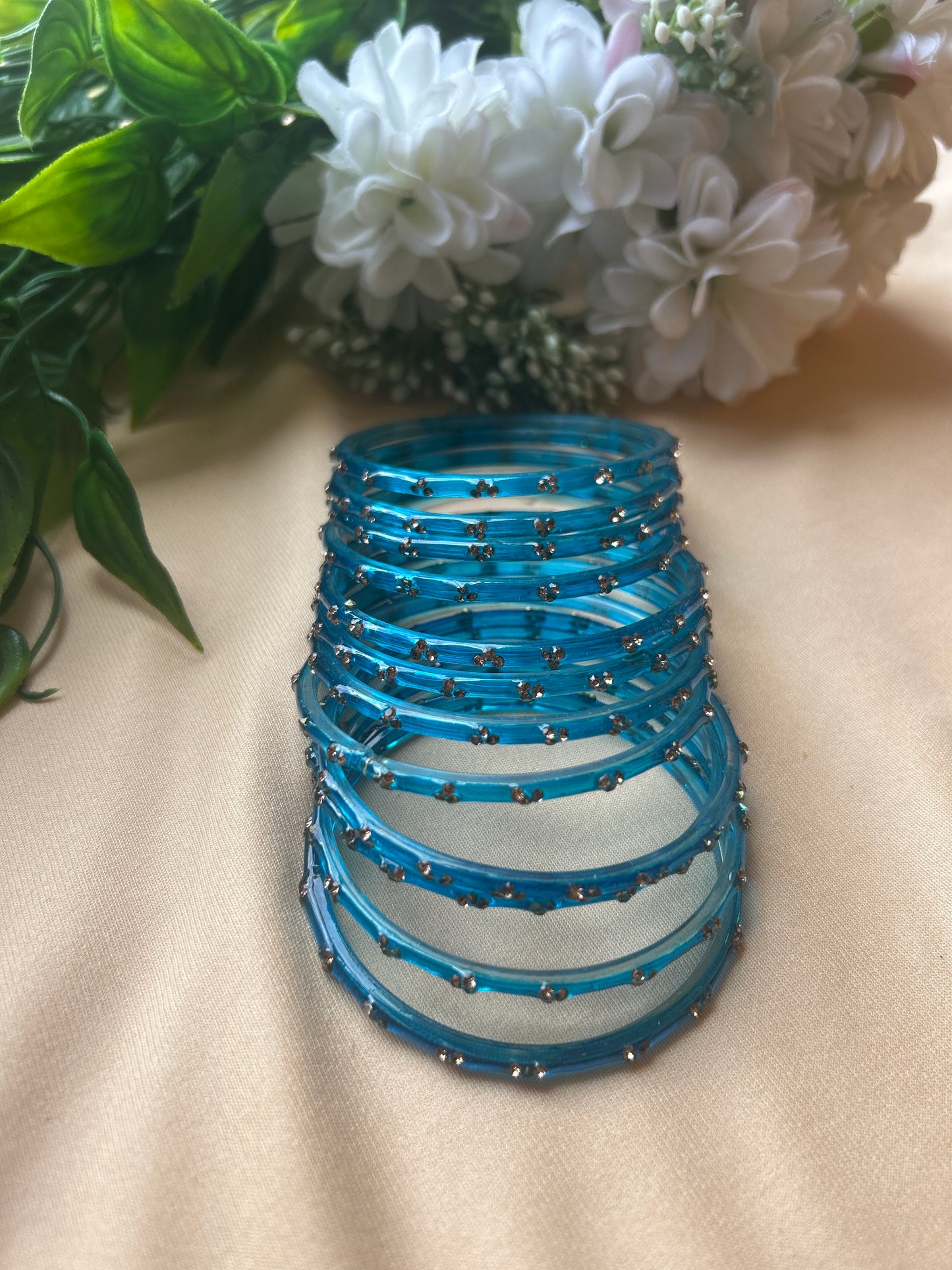 Premium jansi stone Glass bangles - Violet