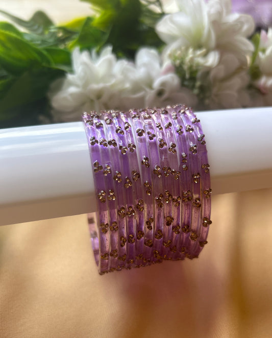 Premium jansi stone Glass bangles - Lavender