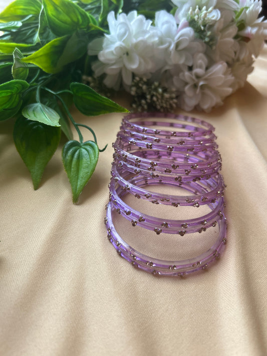Premium jansi stone Glass bangles - Lavender