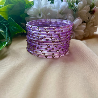 Premium jansi stone Glass bangles - Lavender