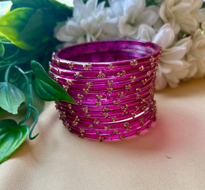 Premium heart shaped glass bangles 6 colour set