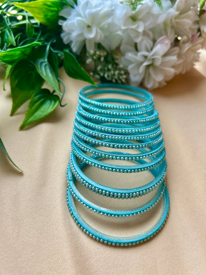 Premium & Trendy Pearl Glass Bangles - Sky Blue