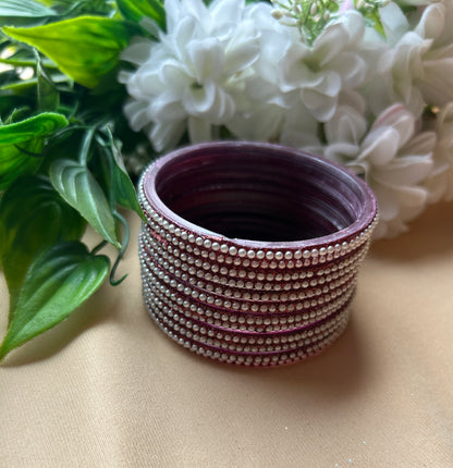 Premium & Trendy Pearl Glass Bangles - Maroon