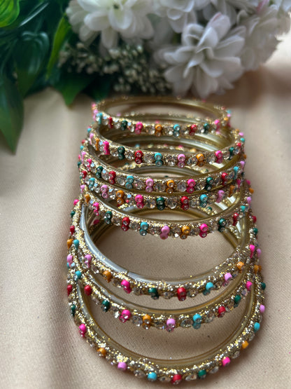 Premium Designer Mirror Bangles - Multi colour