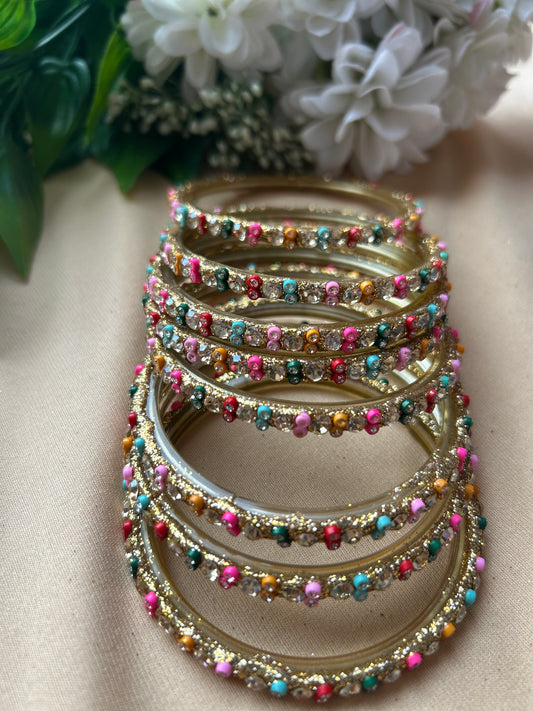 Premium Designer Mirror Bangles - Multi colour