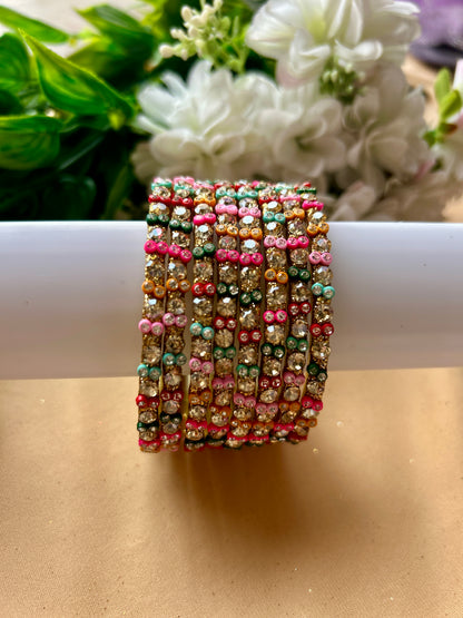 Premium Designer Mirror Bangles - Multi colour