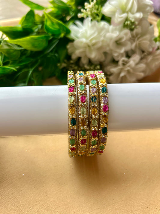 Premium Designer Mirror Bangles - Multi colour