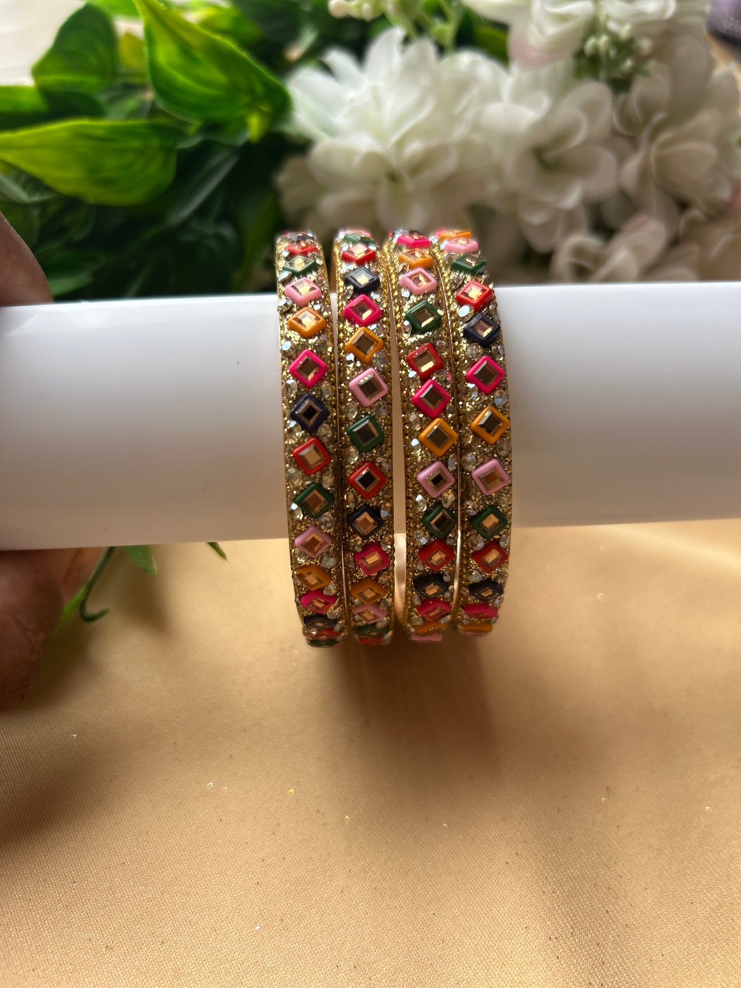 Premium Designer Mirror Bangles - Multi colour