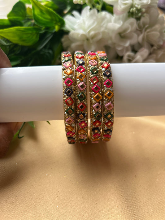 Premium Designer Mirror Bangles - Multi colour