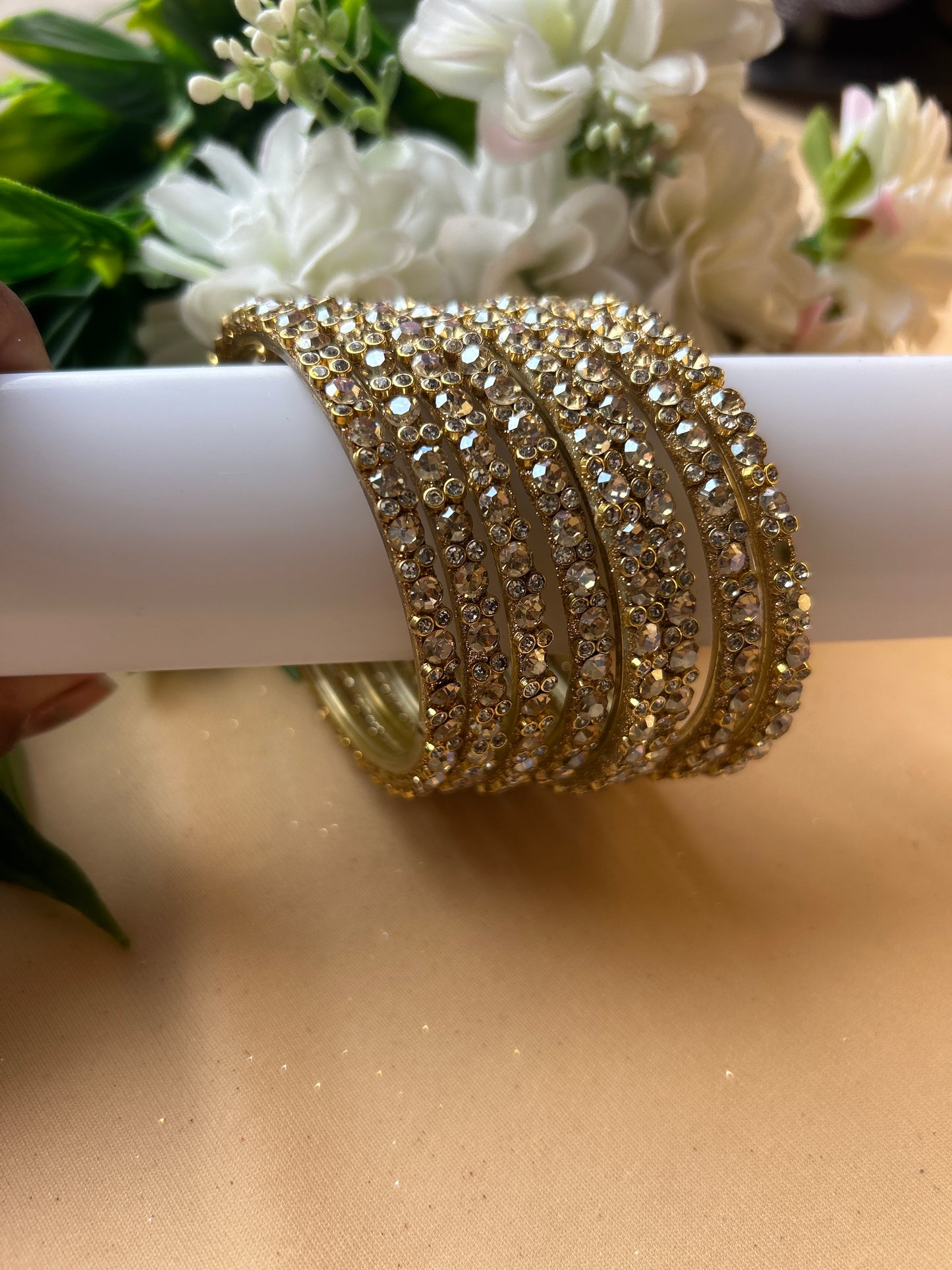 Premium Designer Mirror Bangles - Gold