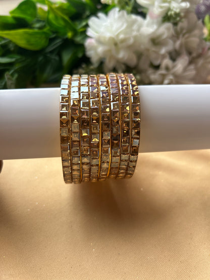 Premium Designer Mirror Bangles - Gold