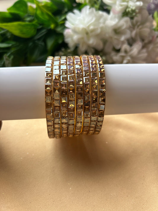 Premium Designer Mirror Bangles - Gold