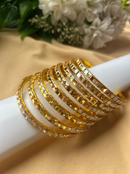 Premium Designer Mirror Bangles - Gold