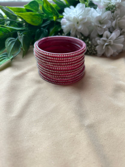 Premium & Trendy Pearl Glass Bangles - Red