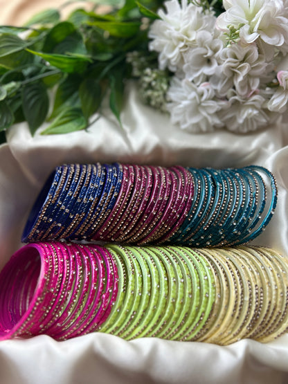 Premium heart shaped glass bangles 6 colour set