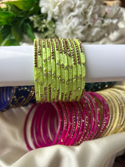 Premium heart shaped glass bangles 6 colour set