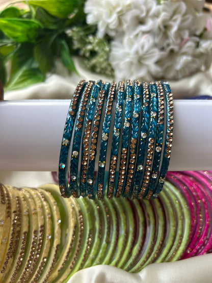 Premium heart shaped glass bangles 6 colour set