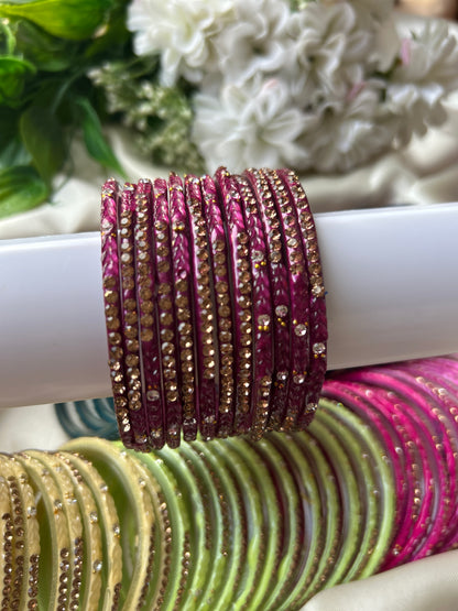 Premium heart shaped glass bangles 6 colour set