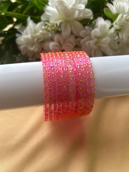 Premium heart shaped glass bangles 6 colour set