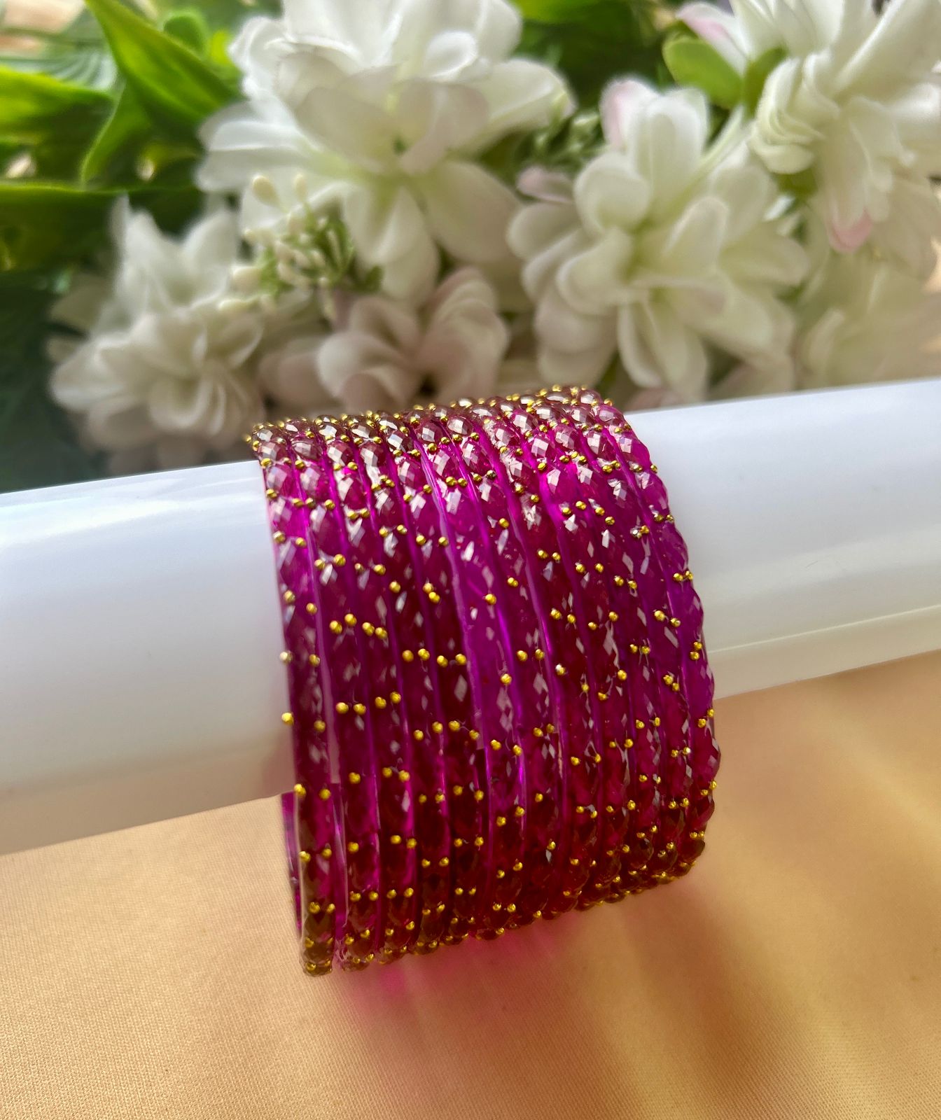 Premium heart shaped glass bangles 6 colour set