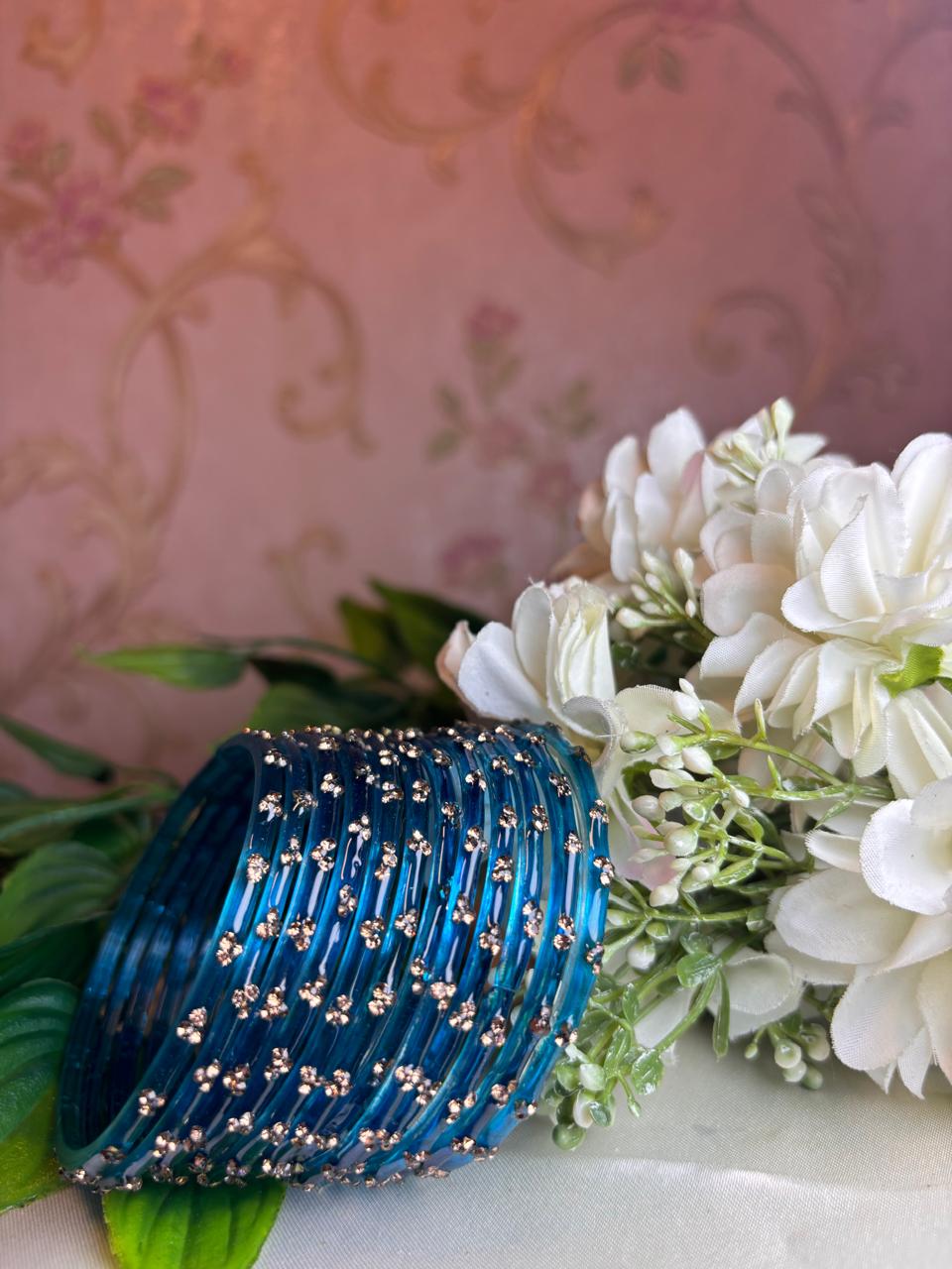 Premium jansi stone Glass bangles - Violet