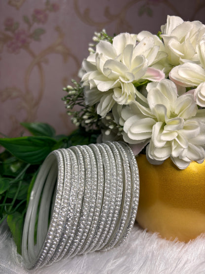 Premium & Trendy Pearl Glass Bangles - White