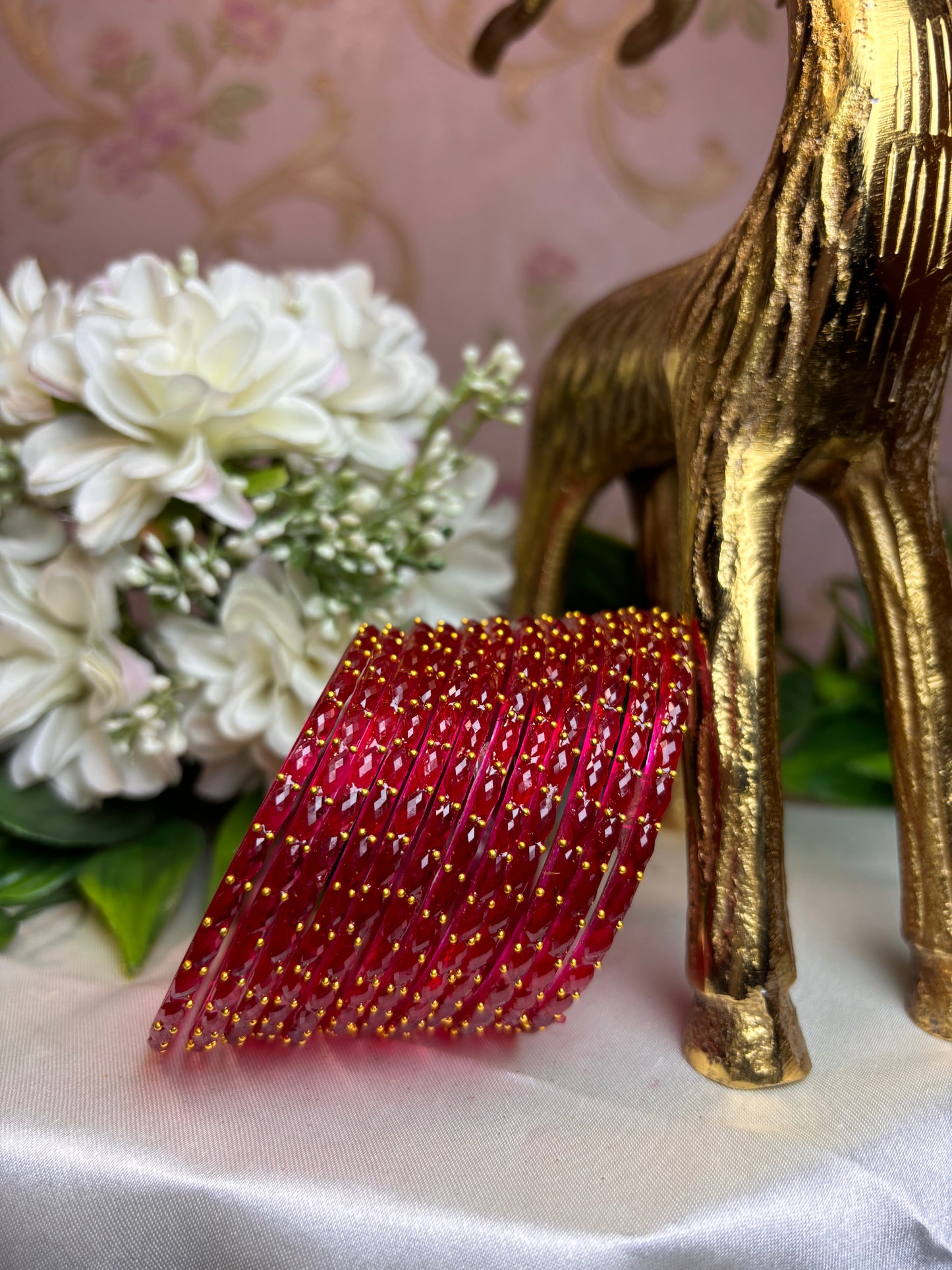 Premium raindrop bangles - Red