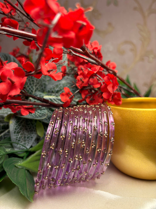 Premium jansi stone Glass bangles - Lavender