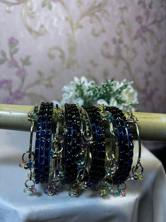 Premium kashmiri raindrop bangles - Navy blue