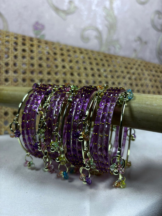 Premium kashmiri raindrop bangles - Lavender