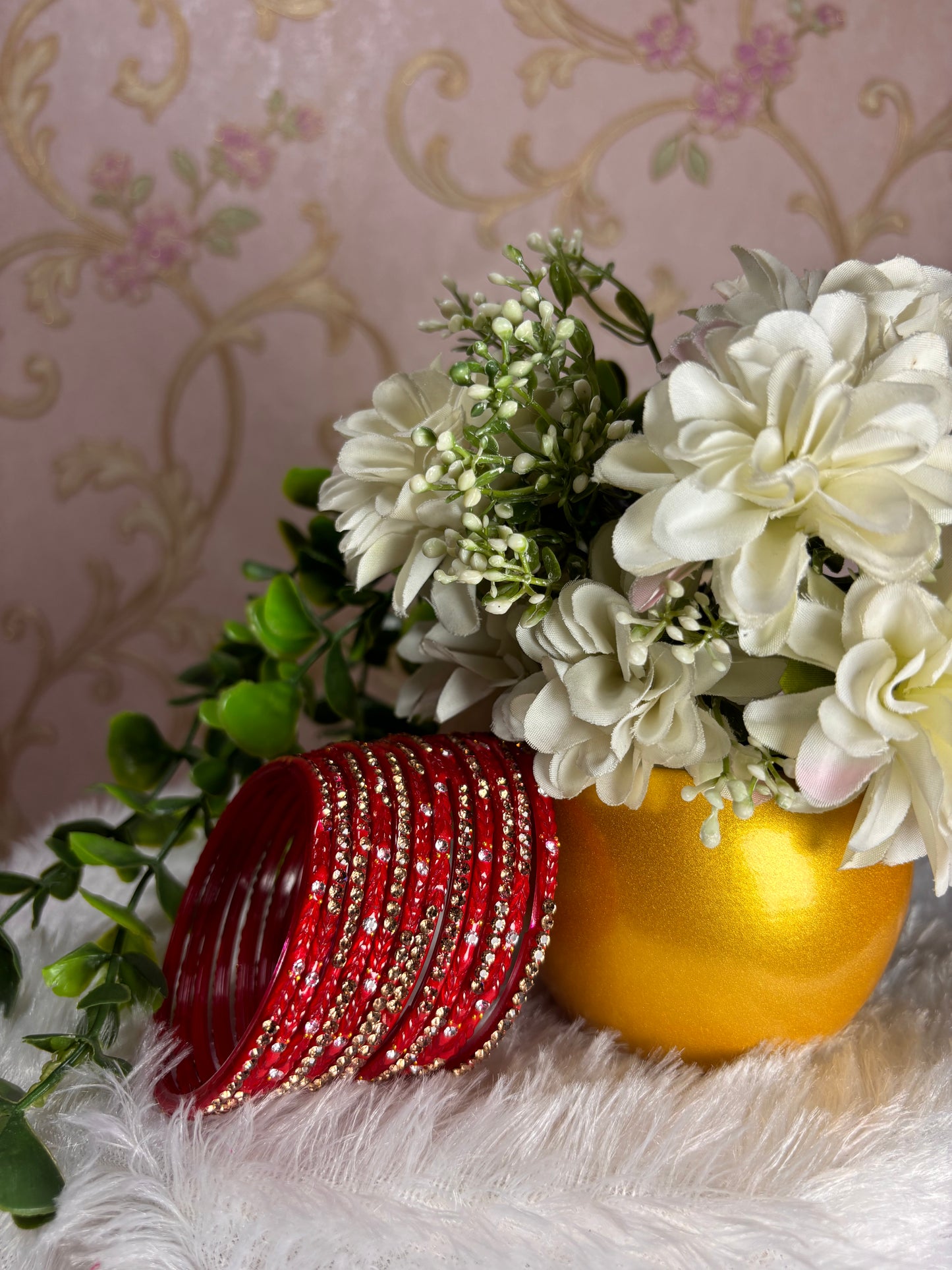 Elegant Red Designer Glass Bangles – Stone Studded Bridal Collection