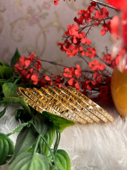 Premium Designer Mirror Bangles - Gold