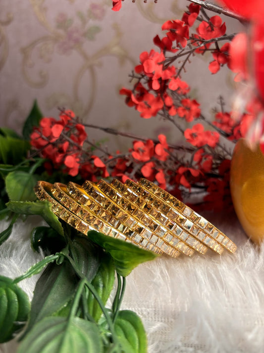 Premium Designer Mirror Bangles - Gold