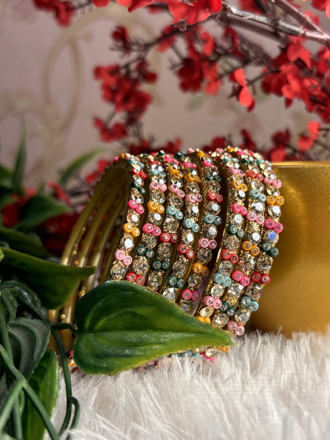 Premium Designer Mirror Bangles - Multi colour