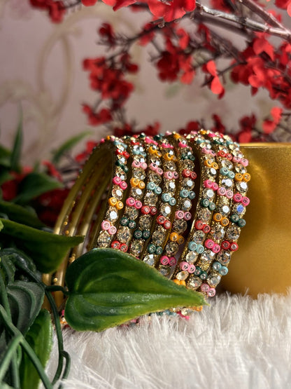 Premium Designer Mirror Bangles - Multi colour