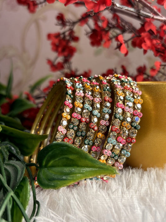 Premium Designer Mirror Bangles - Multi colour